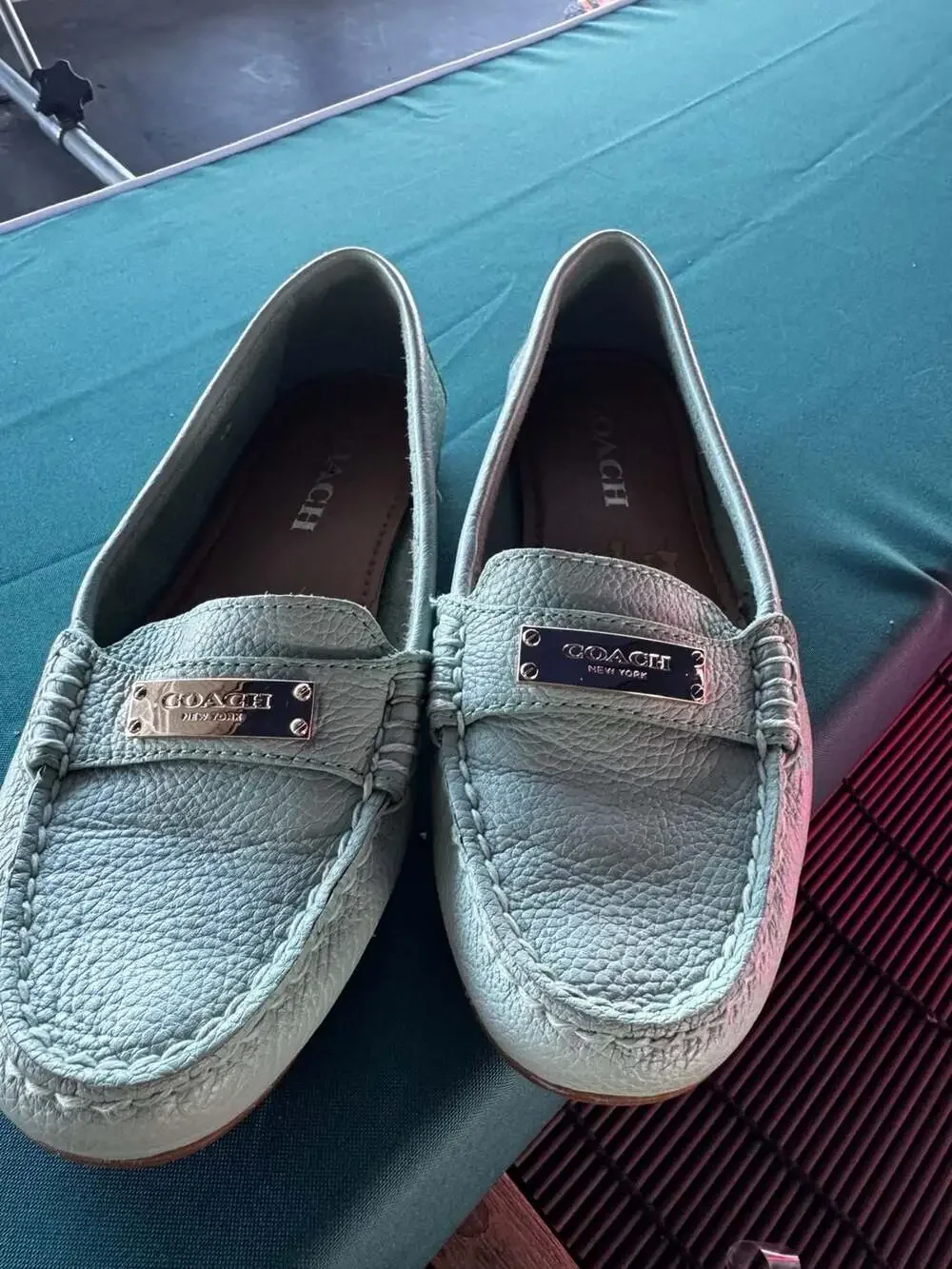 Coach loafers light mint green women’s 6